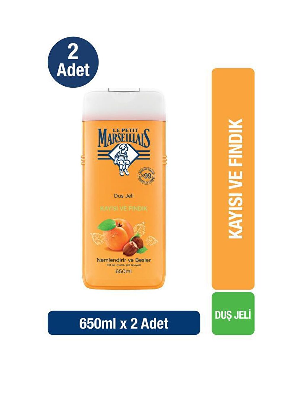 Le Petit Marseillais Renksiz Duş Jeli Kayısı ve Fındık 650 ml x2