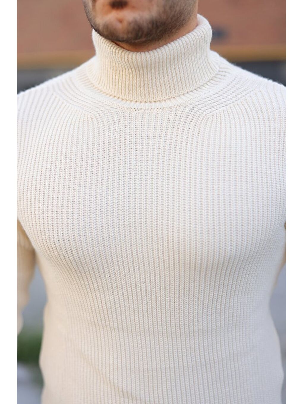 Kahverengi Erkek Boğazlı Örme Kazak-2