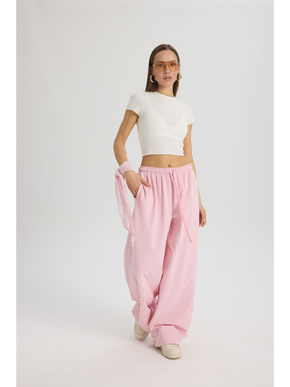 Scarlet Pembe Crop Eşofman Takım