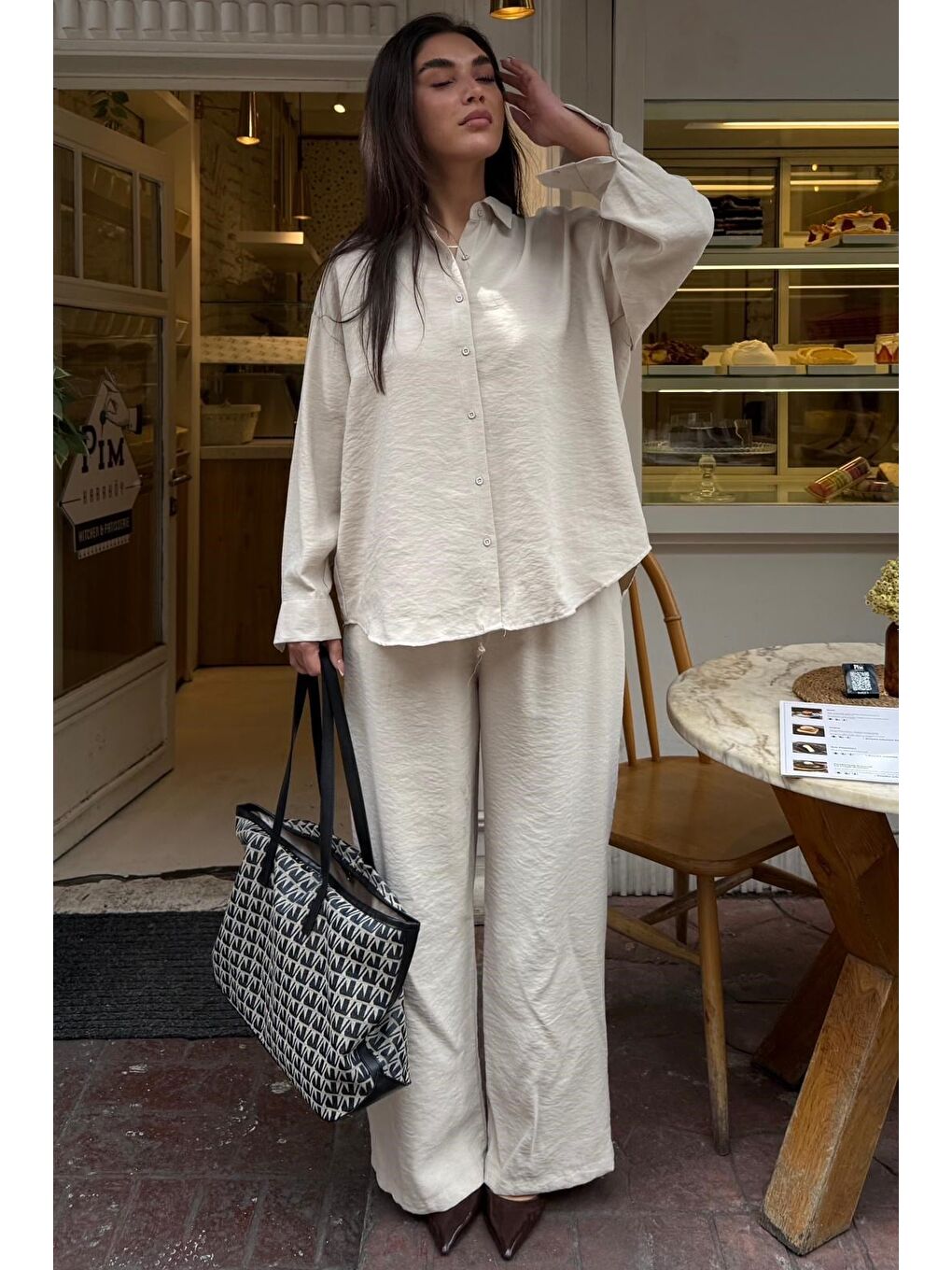 Bej  Soft Touch Modal Gömlekli Takım Mg2742-2