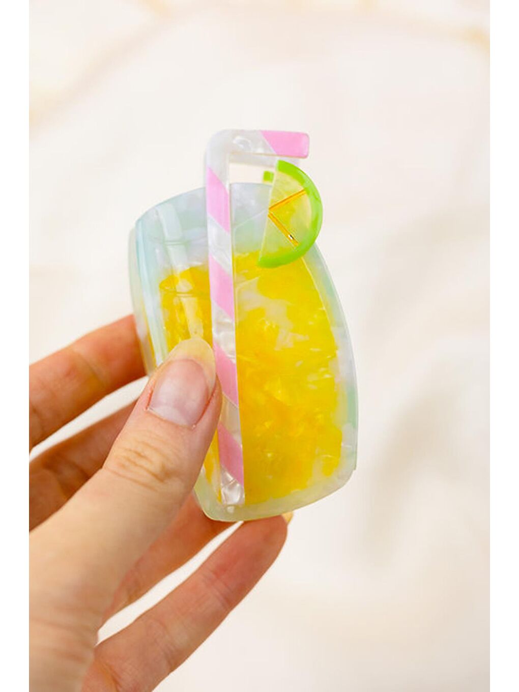 Yeşil Tatlı Limonata Asetat Mandal Saç Tokası-2