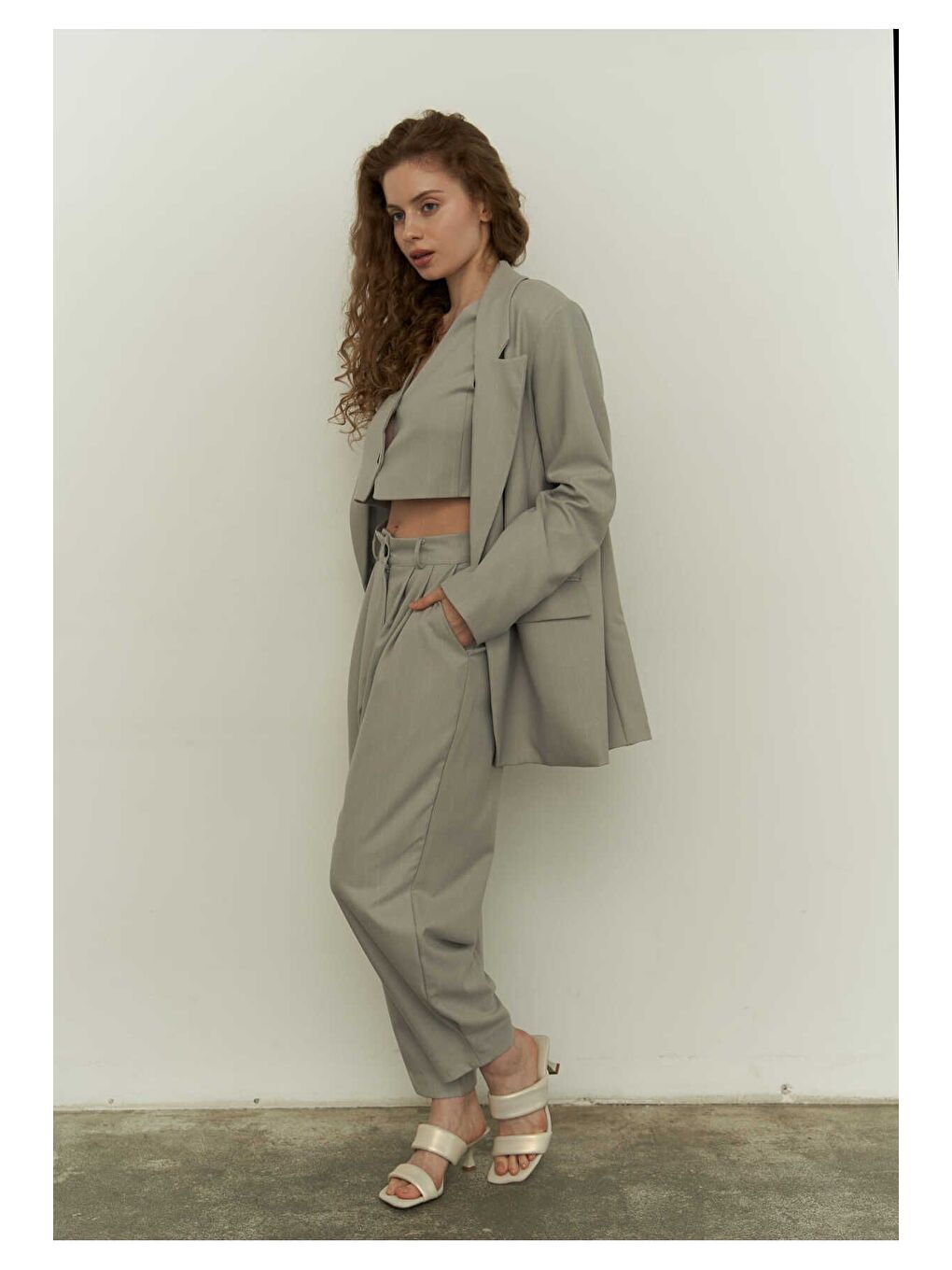 Polly Gri Üçlü Ceket Takım-1