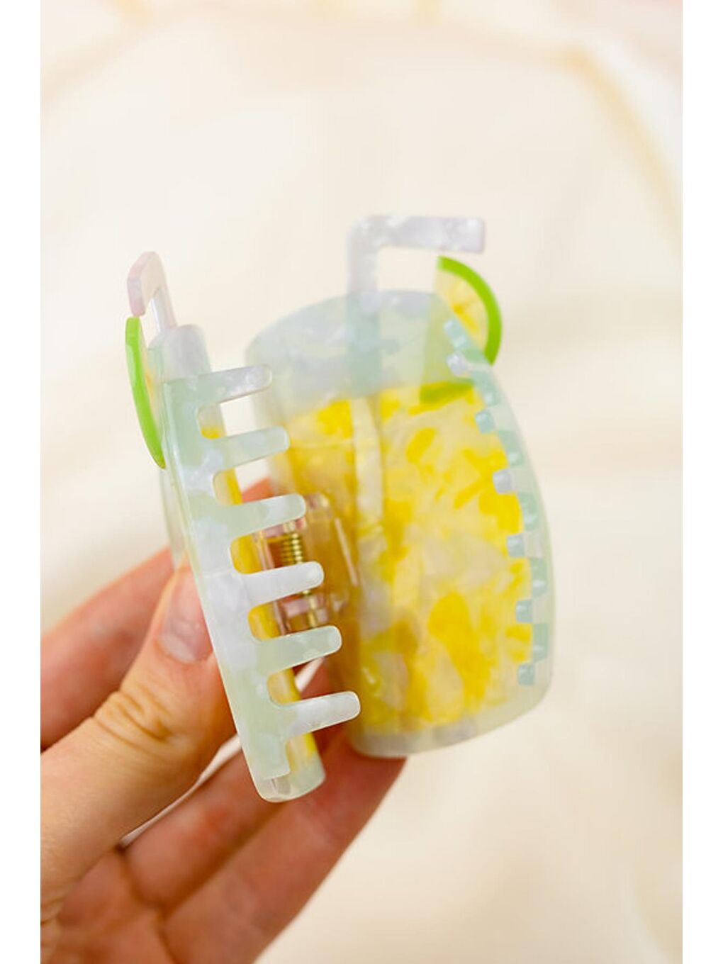 Yeşil Tatlı Limonata Asetat Mandal Saç Tokası-3