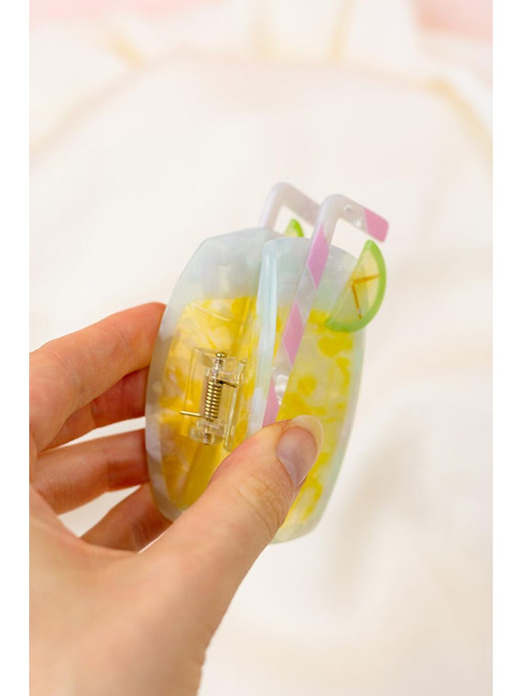 Yeşil Tatlı Limonata Asetat Mandal Saç Tokası-4