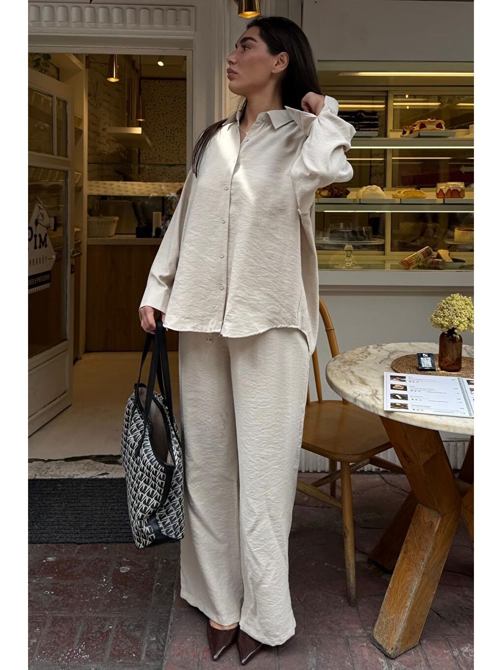 Bej  Soft Touch Modal Gömlekli Takım Mg2742-3