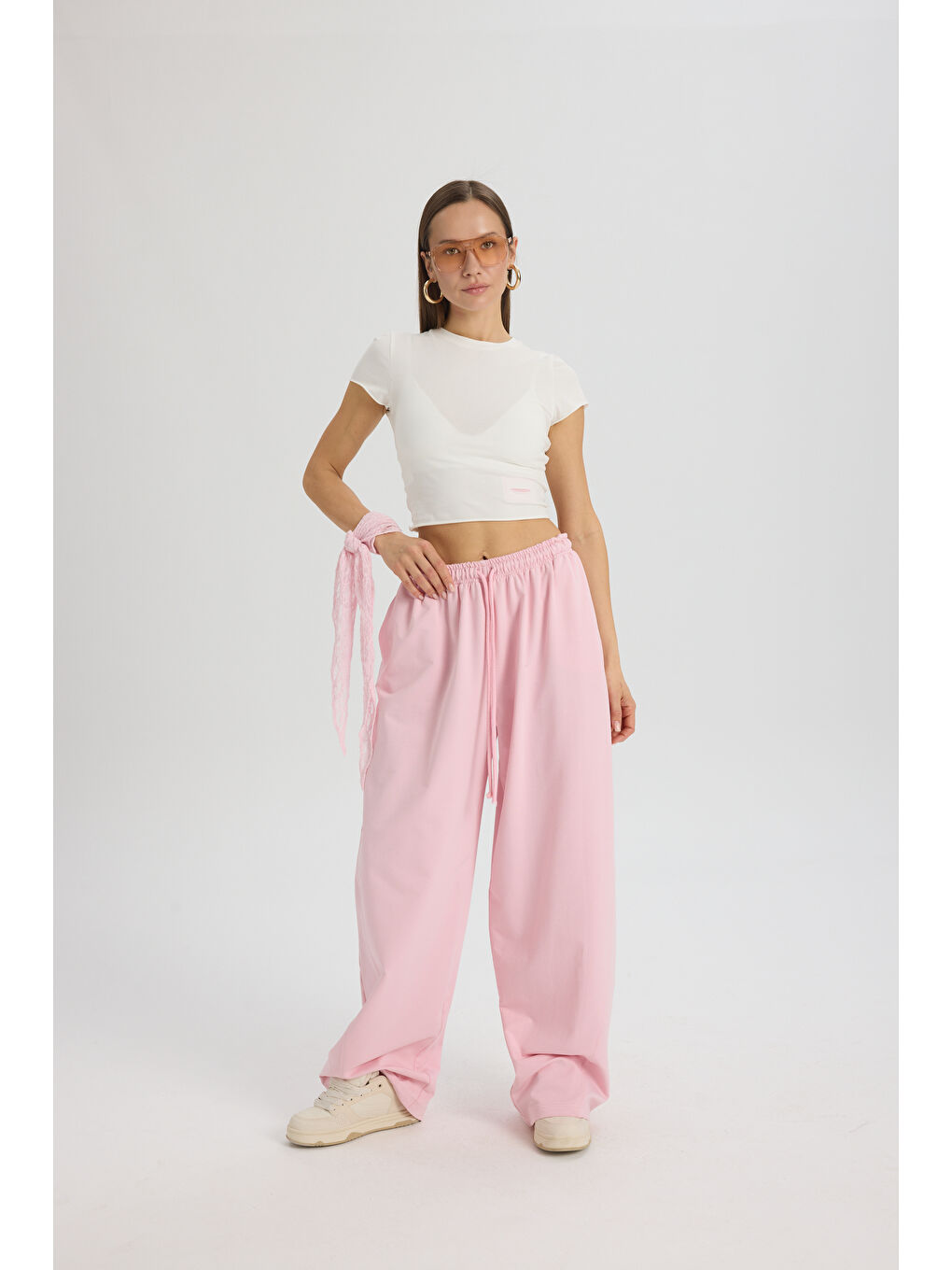 Scarlet Pembe Crop Eşofman Takım-1