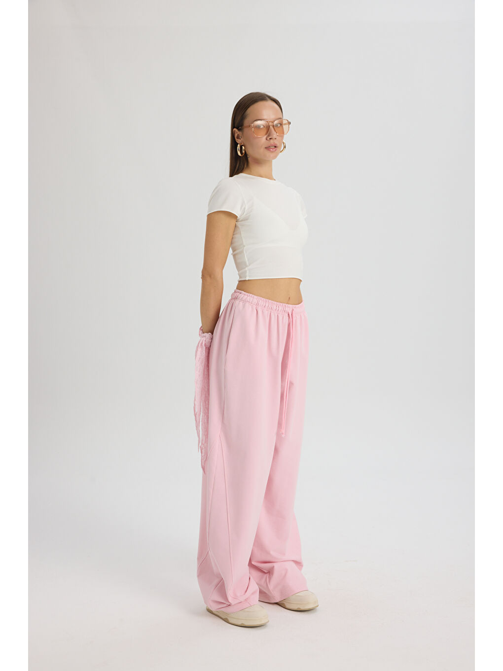 Scarlet Pembe Crop Eşofman Takım-2