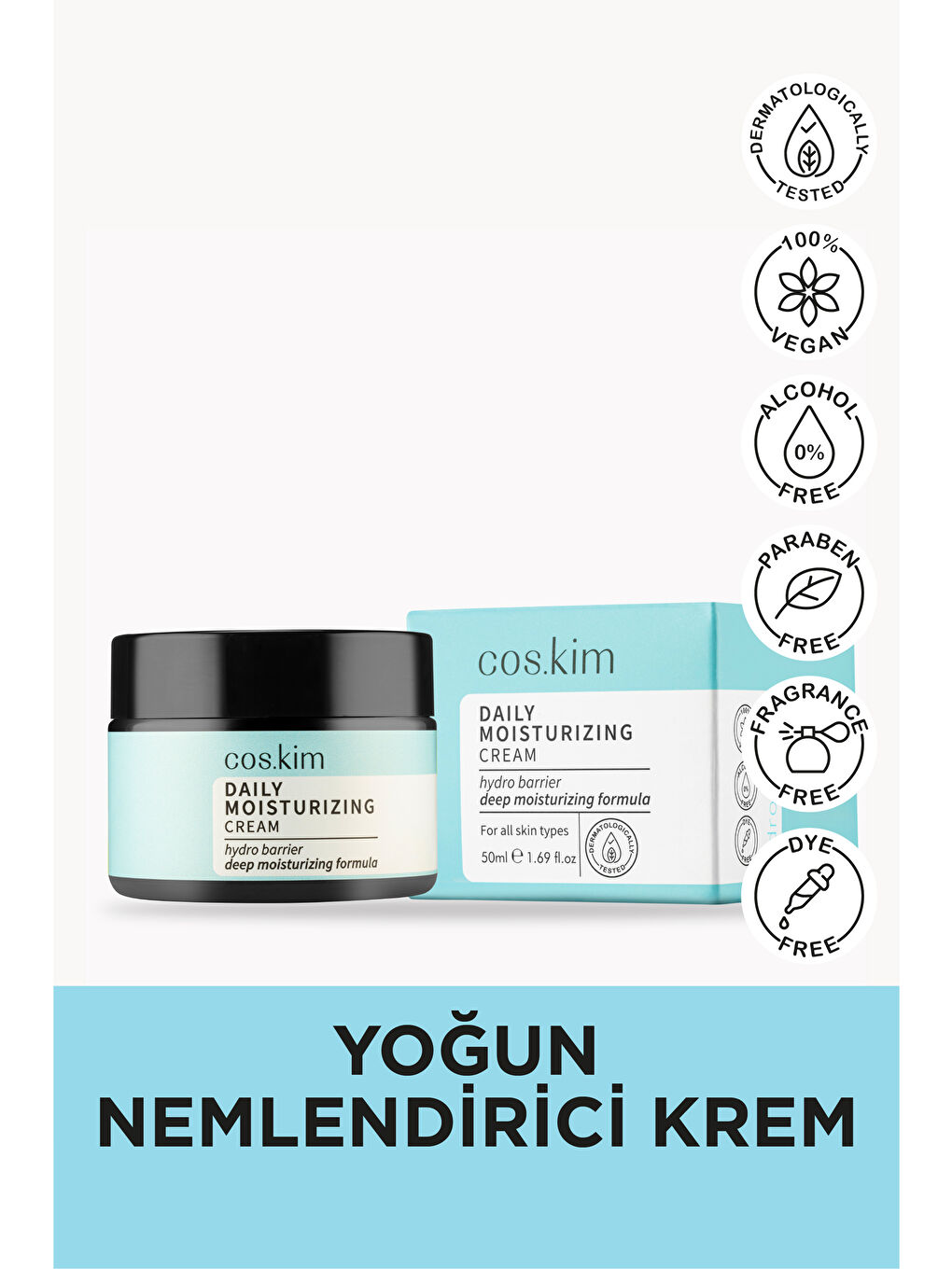 cos.kim Renksiz Yoğun Nemlendirici ve Bariyer Güçlendirici Günlük Bakım Kremi | Daily Moisturising Cream 50ml