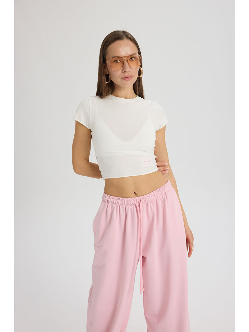 Scarlet Pembe Crop Eşofman Takım-5