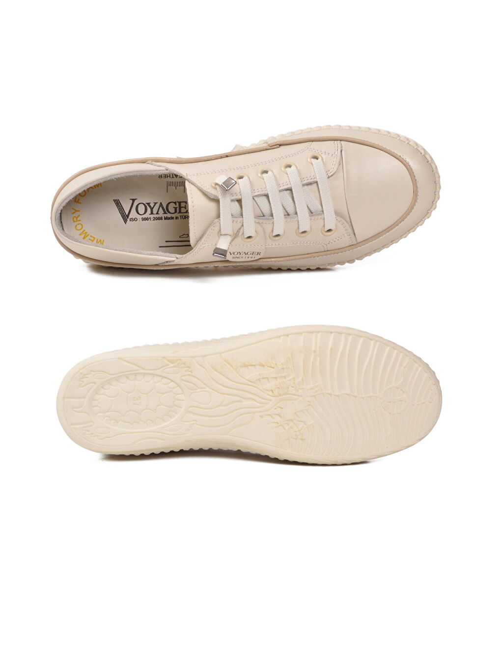 Ekru Hakiki Deri Anatomik Kadın Casual Ayakkabı Z536 Z-4