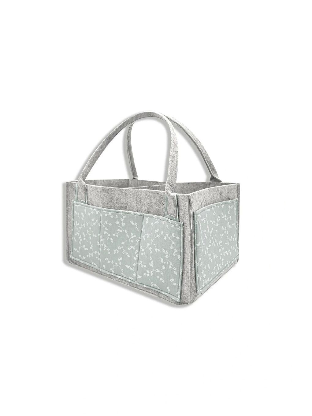 772 Keçe Anne Bebek Bakım Çantası Yeşil Çiçek-1