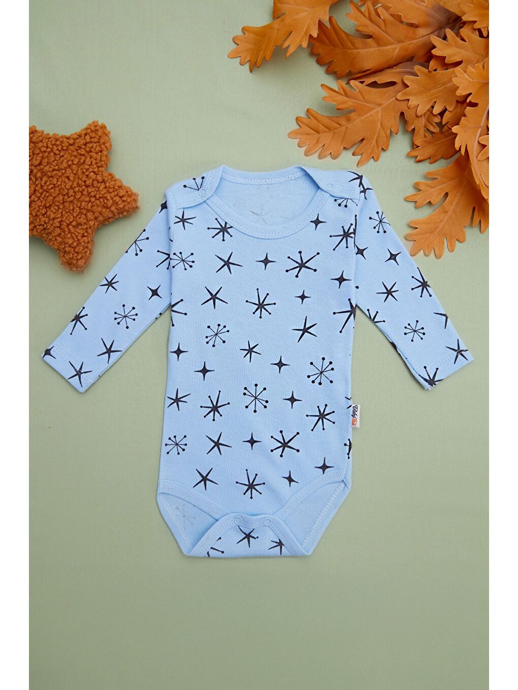 Mavi Yıldız Baskılı Unisex Çocuk Zıbın-1