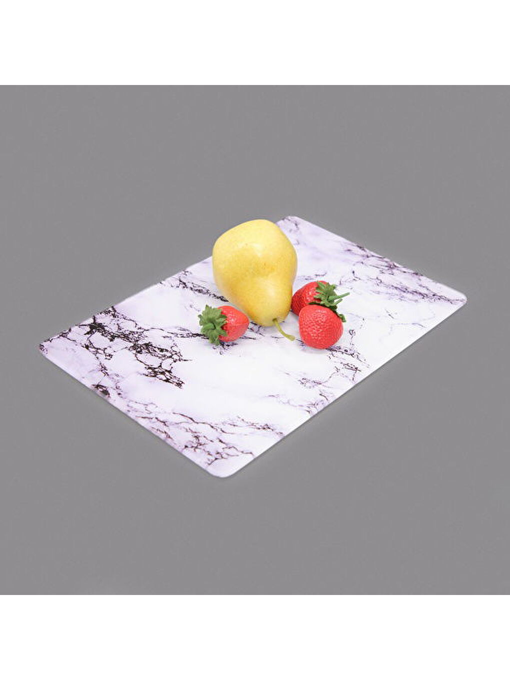 Mermer Desenli Cam Kesme Tahtası - Beyaz - 20x30 cm-1