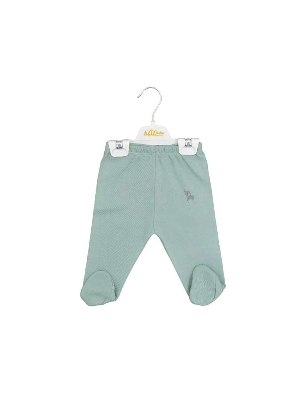 AZİZ BEBE Yeşil Unisex Fil Desenli Beli Lastikli Patikli Bebek Pantolonu 0 Ay - 12 Ay