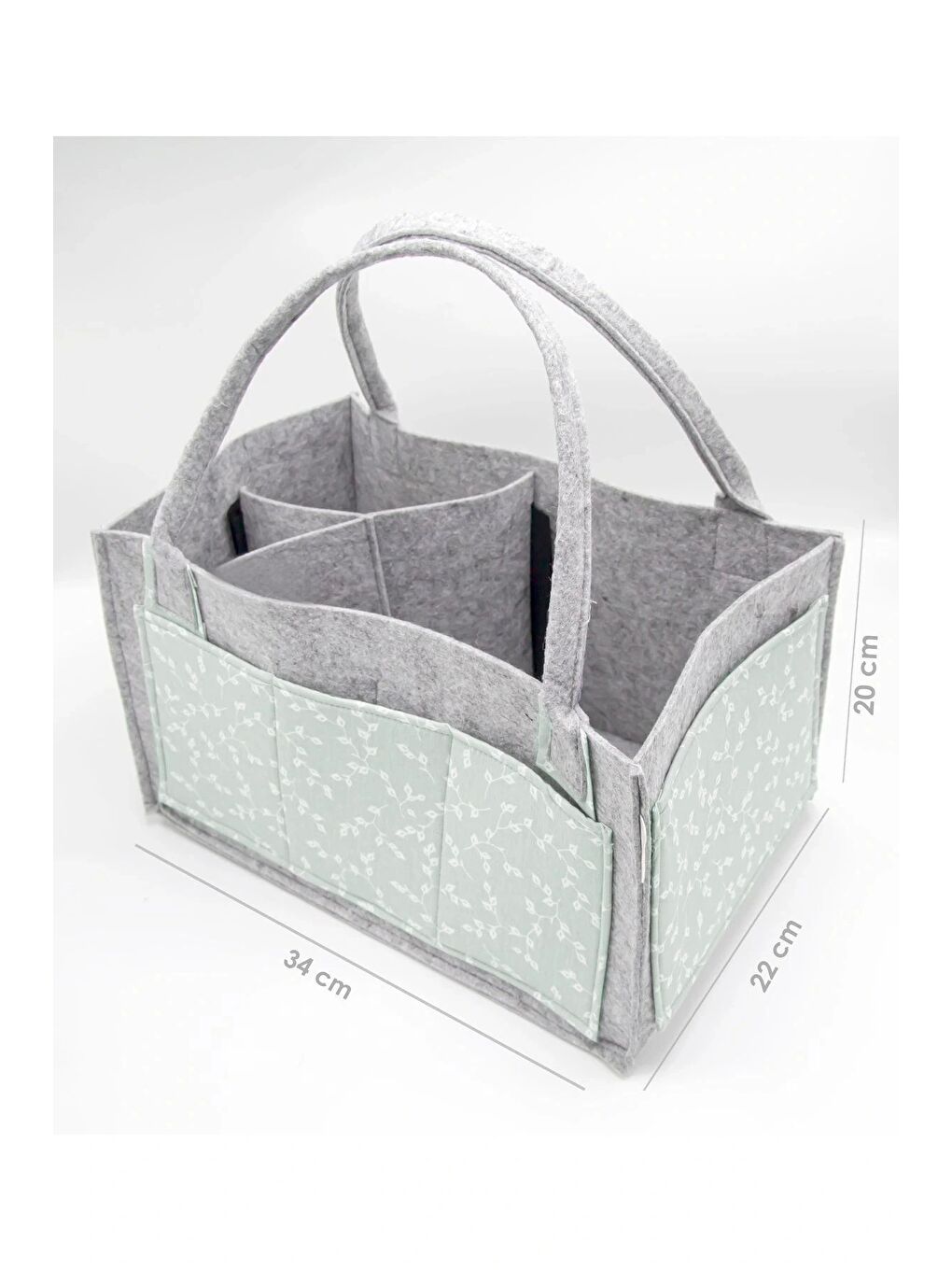 772 Keçe Anne Bebek Bakım Çantası Yeşil Çiçek-2