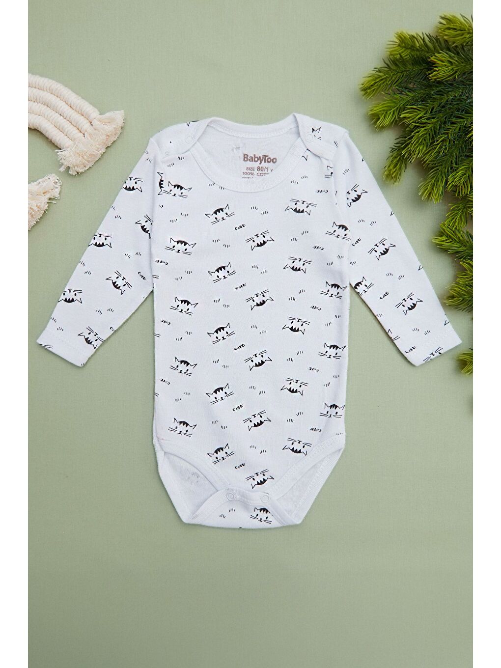 Beyaz Yıldız Baskılı Unisex Çocuk Zıbın