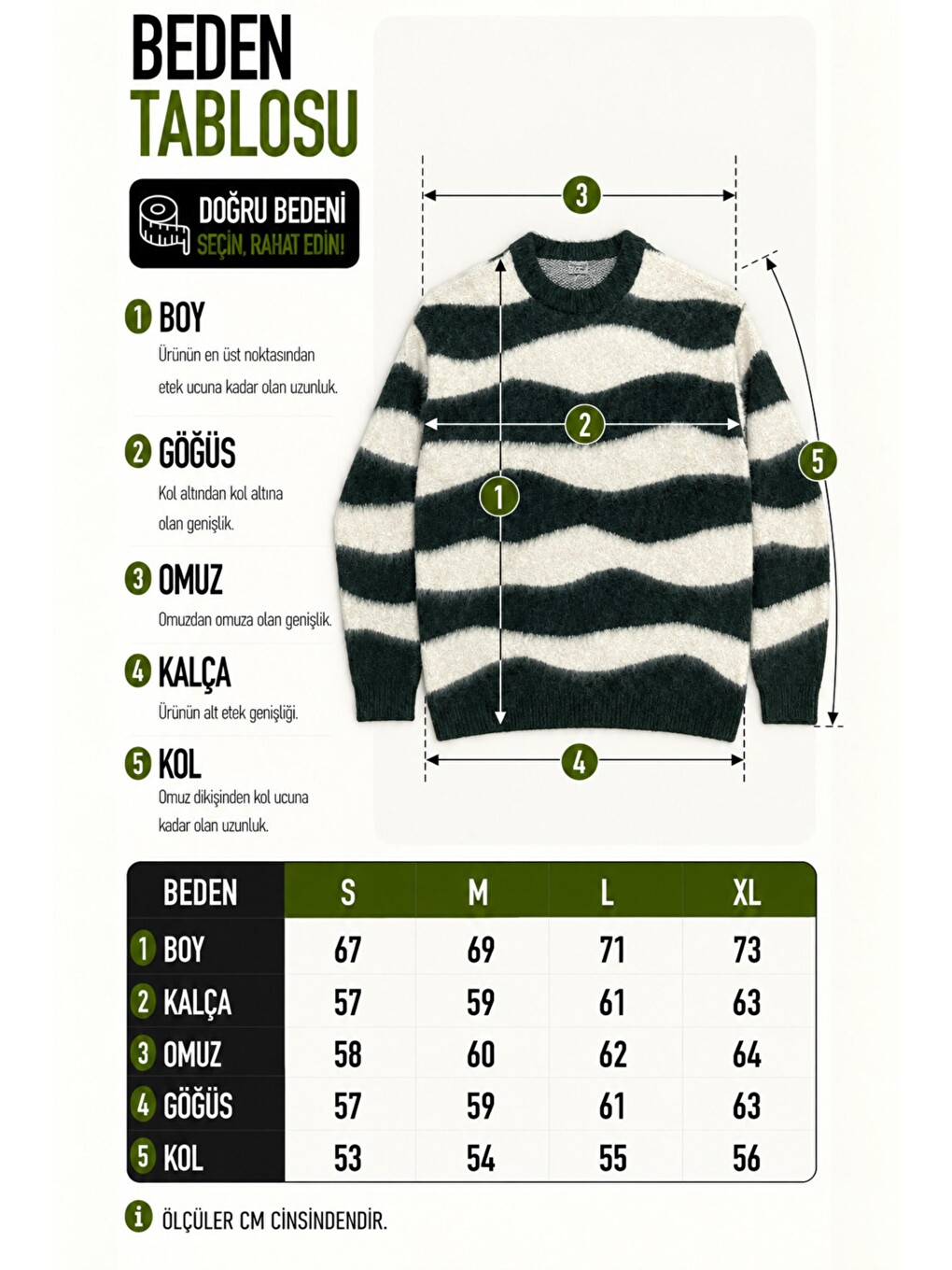 Yeşil Desenli Oversize Kışlık Kazak Dp 18396_10069-5