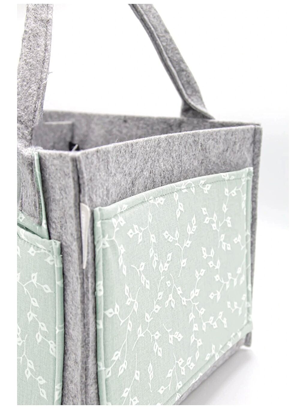772 Keçe Anne Bebek Bakım Çantası Yeşil Çiçek-3