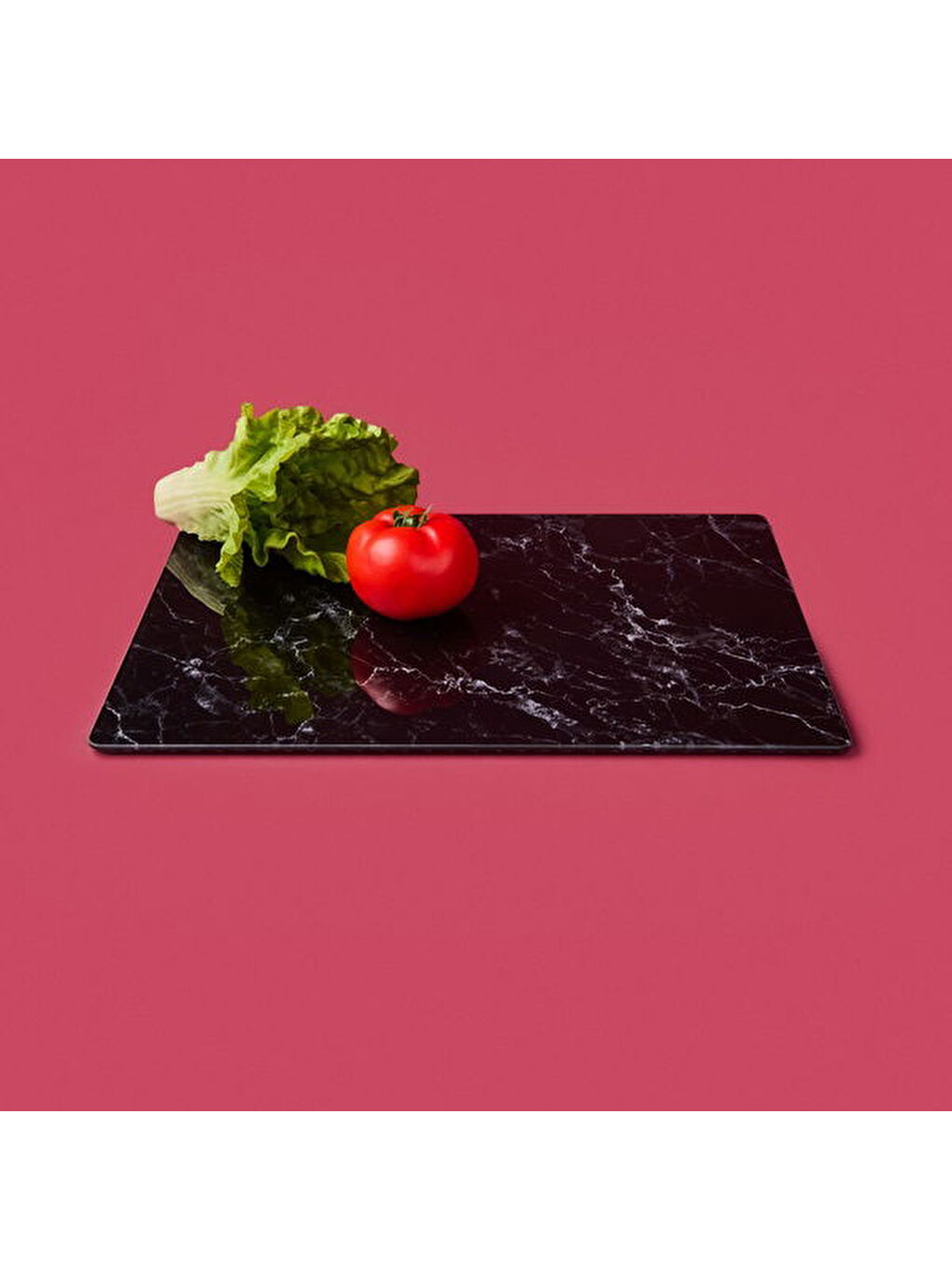 Mermer Desenli Cam Kesme Tahtası - Siyah - 30x40 cm-1