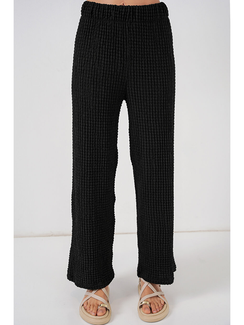 Kadın Örme Bluz Pantolon İkili Takım 30052 - Siyah-2