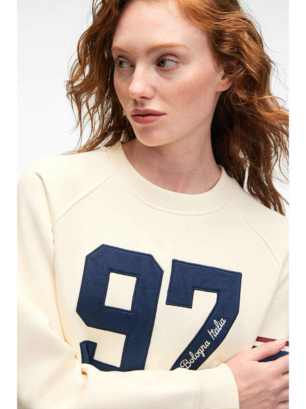 Mırellan Kadın Baskılı Yuvarlak Yaka Regular Fit Ekru Sweatshirt-2