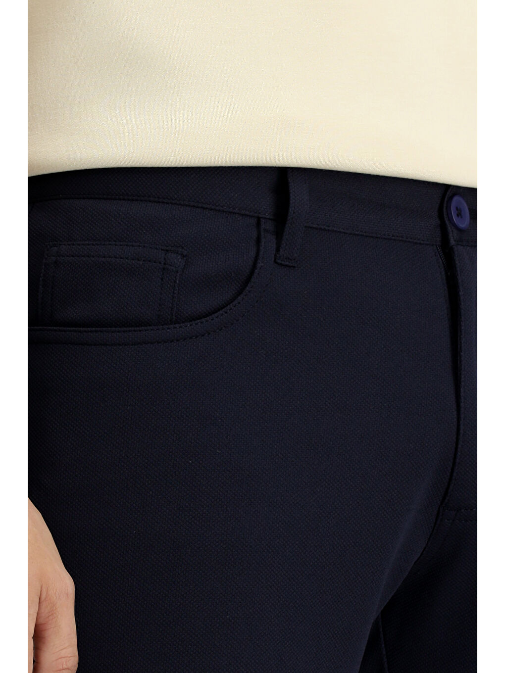 Lacivert Slim Fit Dar Kesim Kanvas / Chino Pantolon-3