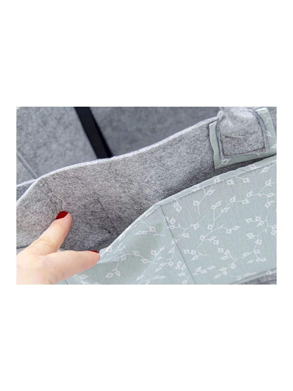 772 Keçe Anne Bebek Bakım Çantası Yeşil Çiçek-4