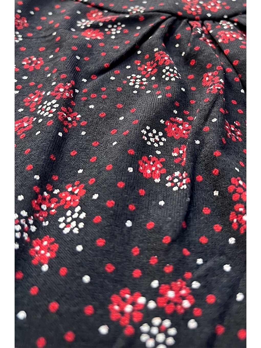 Kadın Puantiye Desen Kısa Kol Viskon Elbise Pijama 25238-3 Siyah01-3