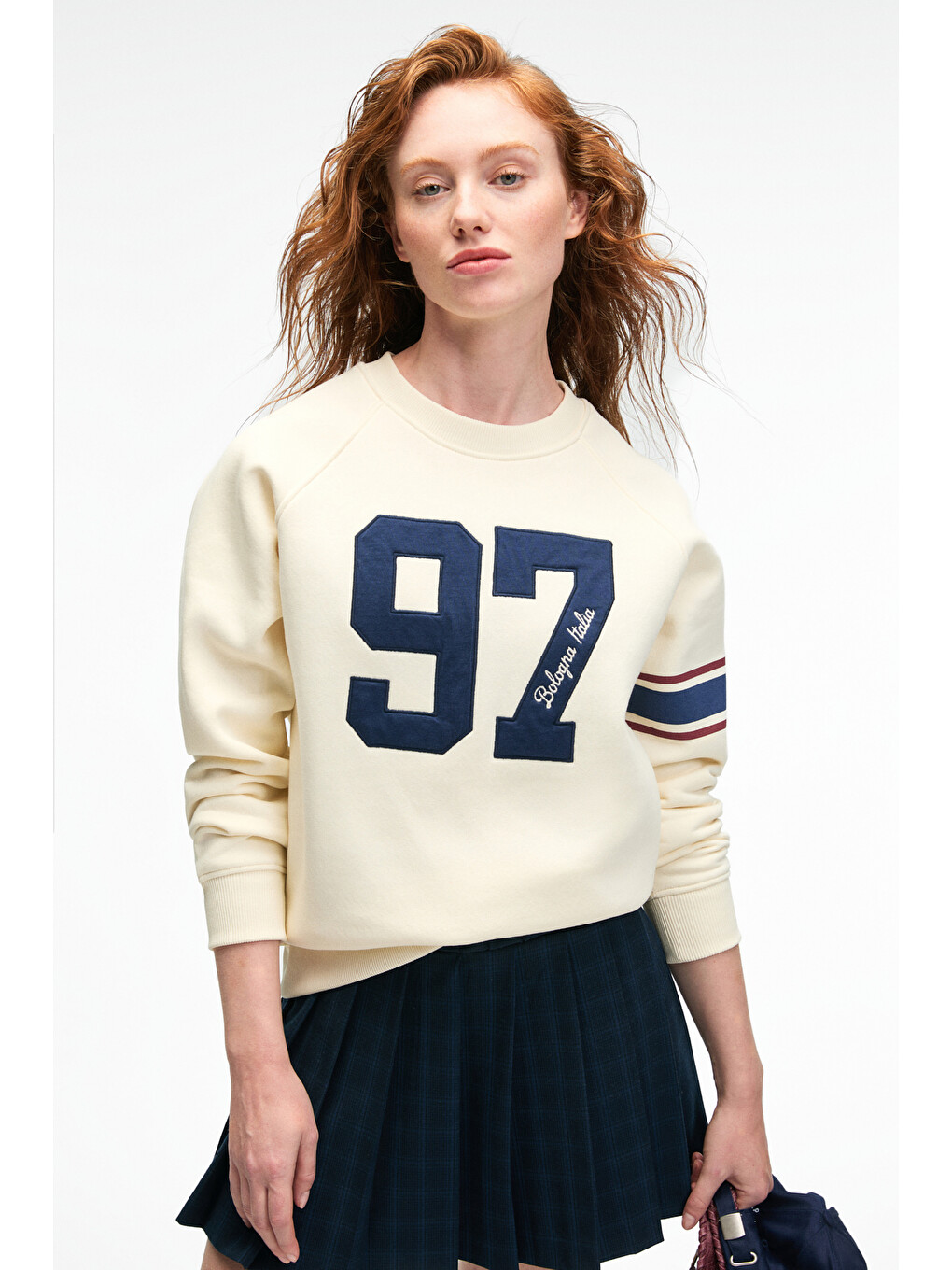 Mırellan Kadın Baskılı Yuvarlak Yaka Regular Fit Ekru Sweatshirt-3