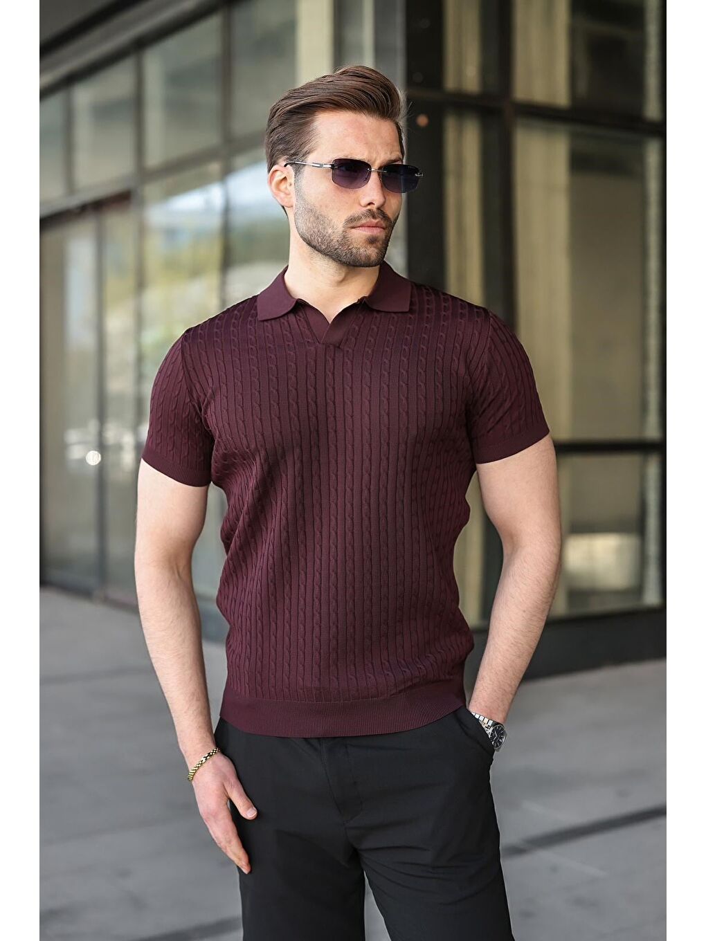 Mürdüm Slim Fit Polo Yaka Triko Erkek Tişört E7472-1