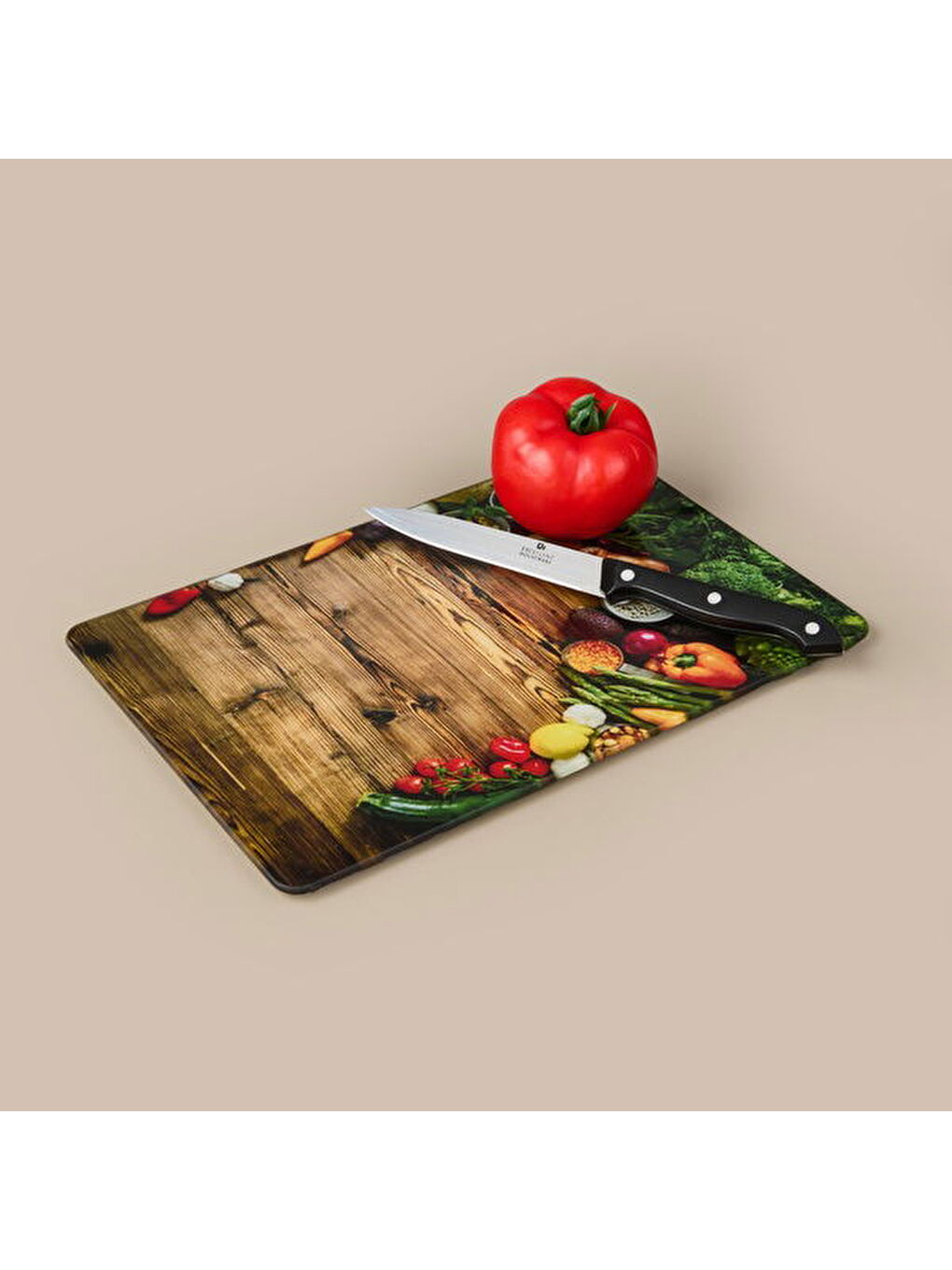 Karışık Ahşap Desenli Cam Kesme Tahtası - Renkli - 20x30 cm-1