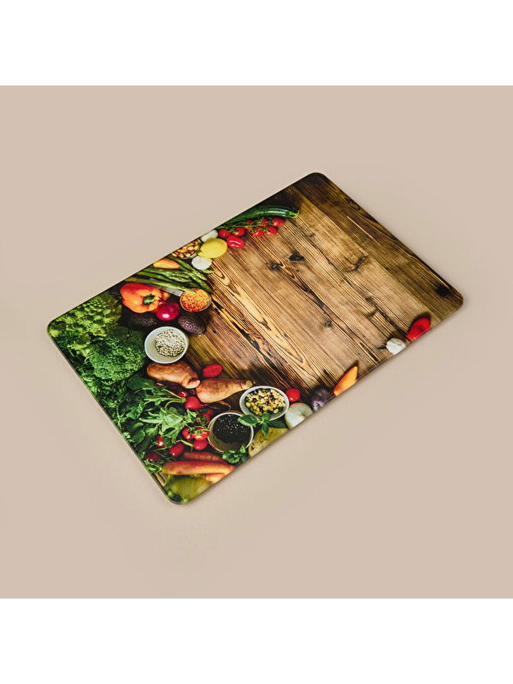 Karışık Ahşap Desenli Cam Kesme Tahtası - Renkli - 20x30 cm-2