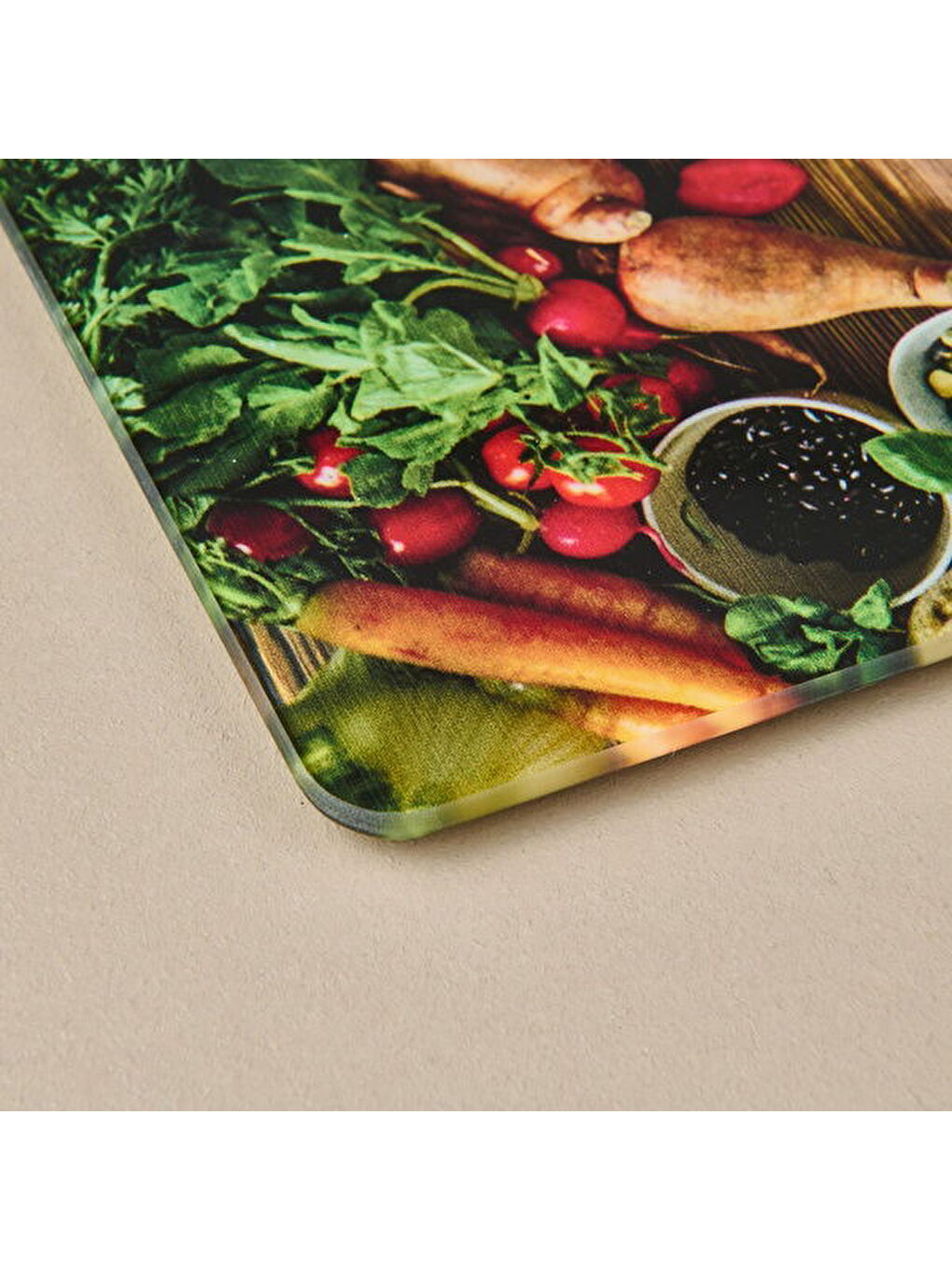 Karışık Ahşap Desenli Cam Kesme Tahtası - Renkli - 20x30 cm-3