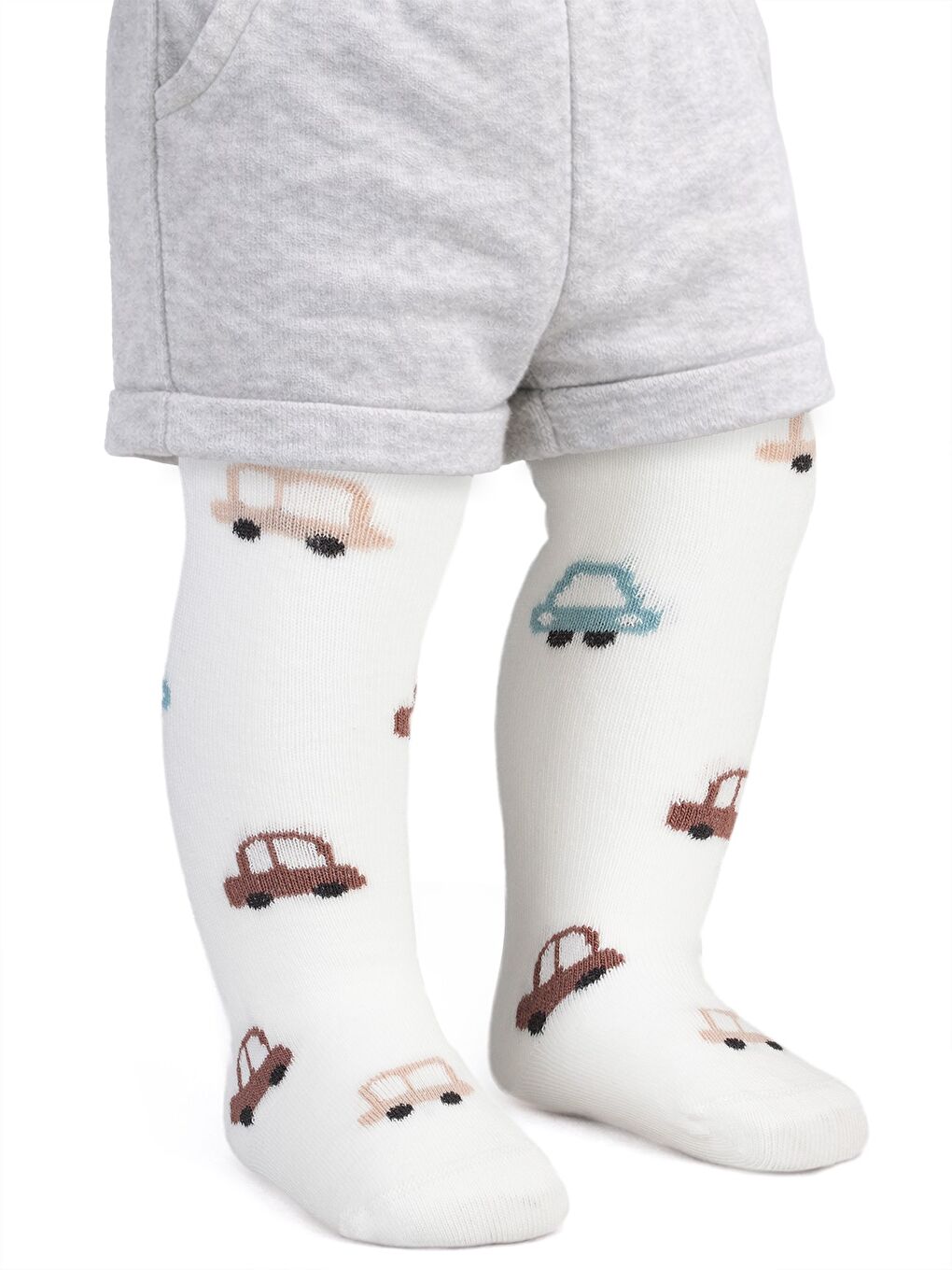 Baby Mini Car 6- Bebek Erkek Külotlu Çorap - Ekru 18 Ay