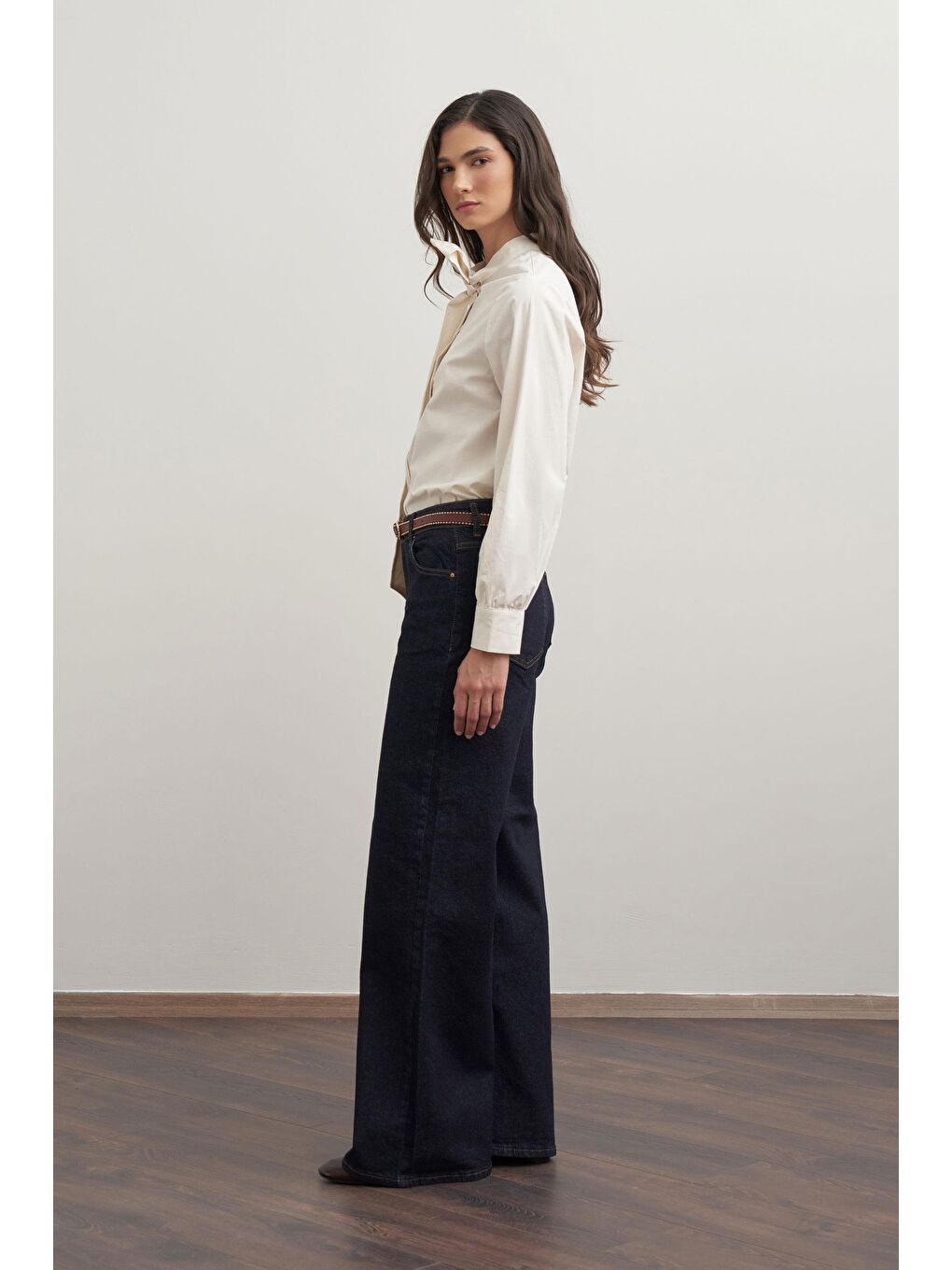 Mavi-Yüksek Bel Ekstra Geniş Paça Denim Pantolon-1