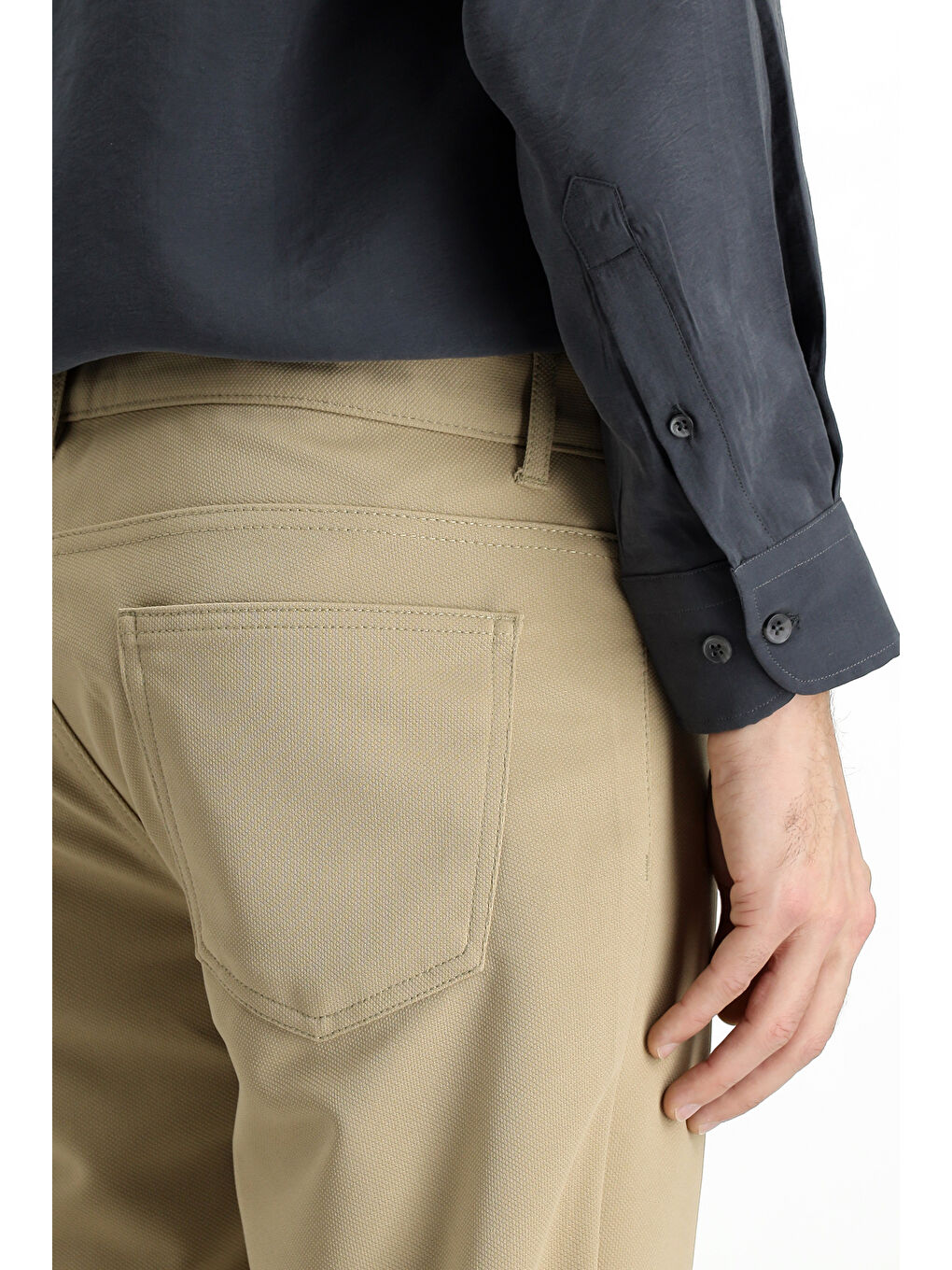 Bej Relaxed Fit Rahat Kesim Kanvas / Chino Pantolon-5