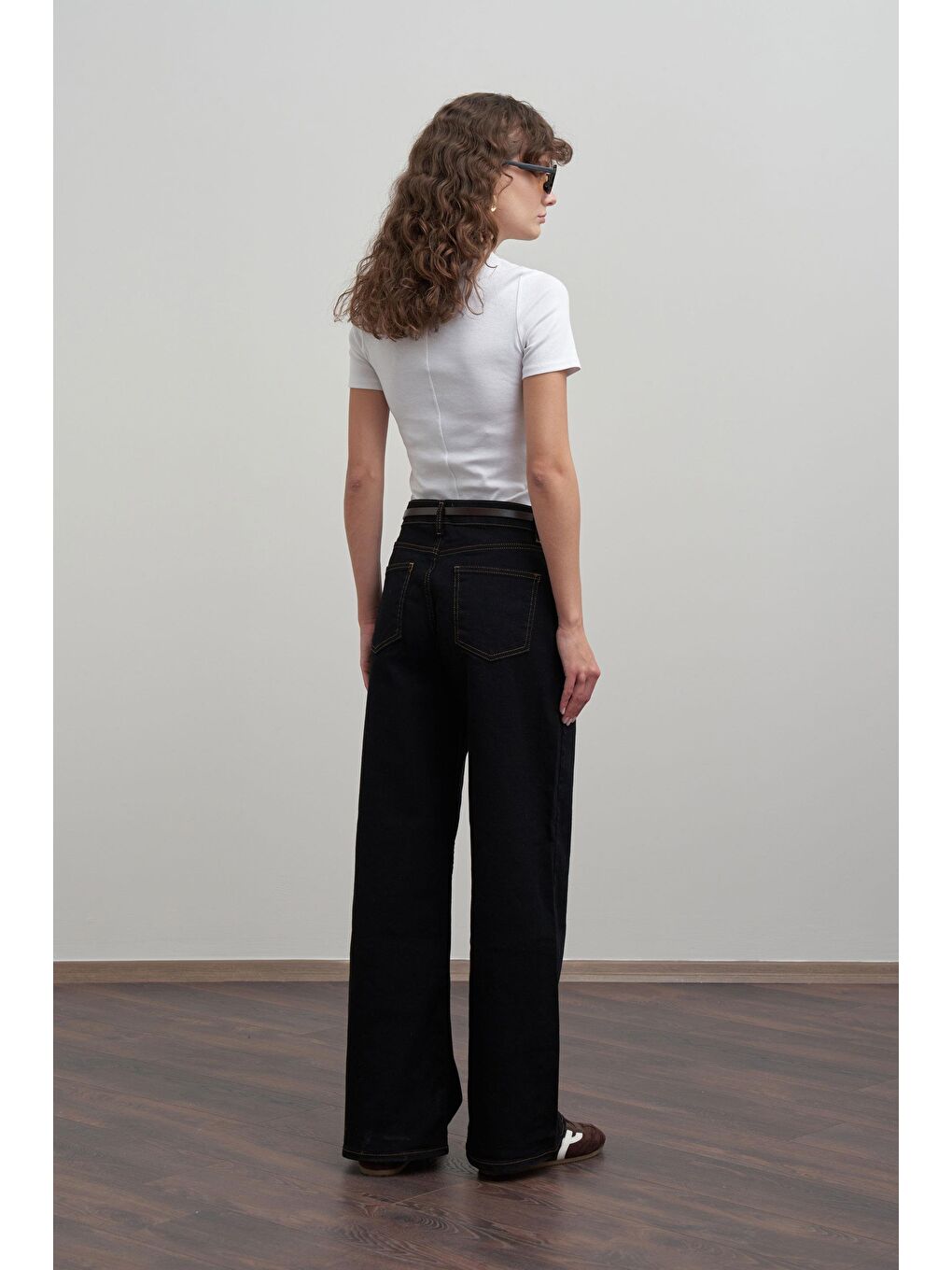 Siyah-Yüksek Bel Ekstra Geniş Paça Denim Pantolon-2