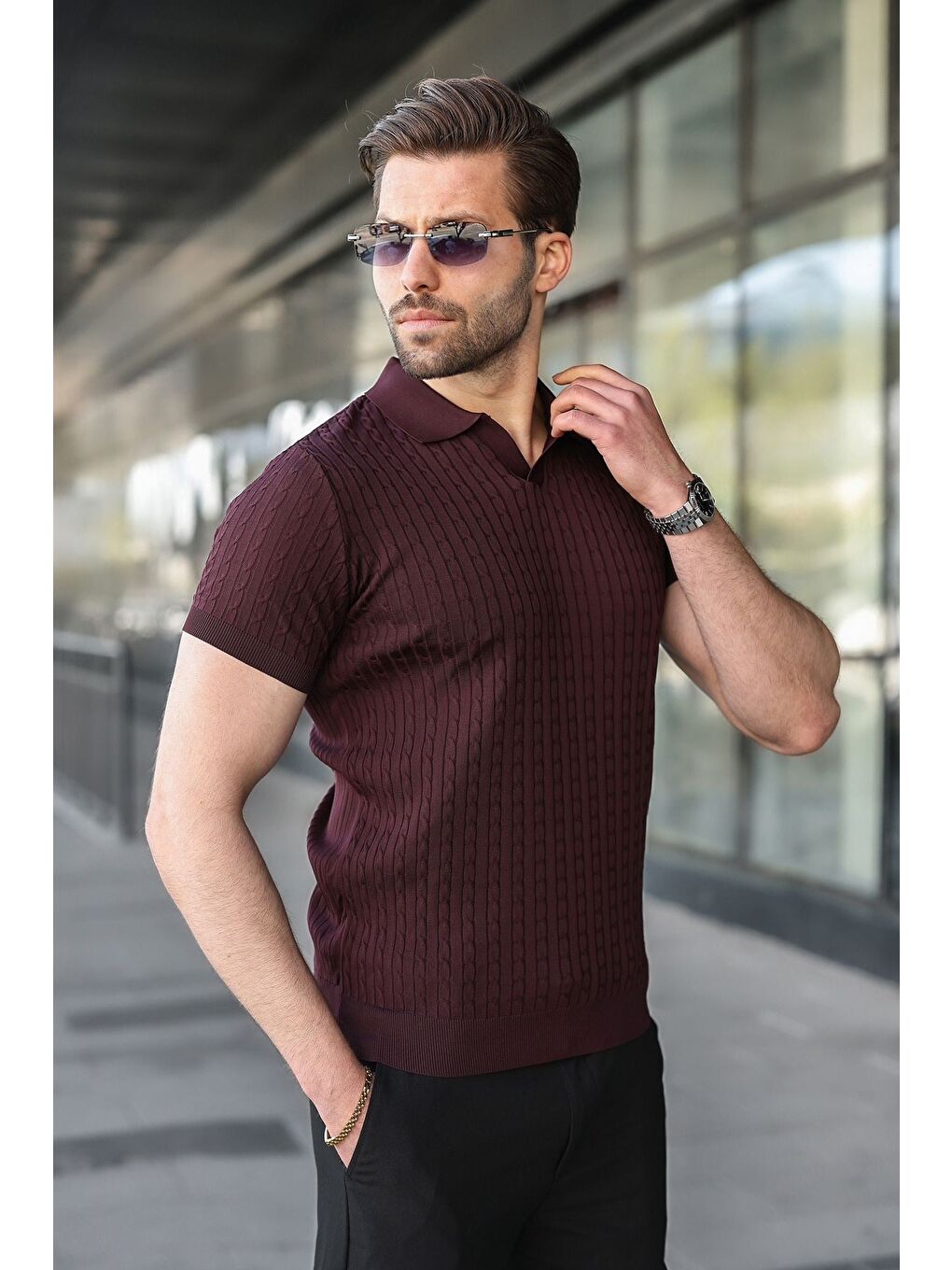 Mürdüm Slim Fit Polo Yaka Triko Erkek Tişört E7472-4