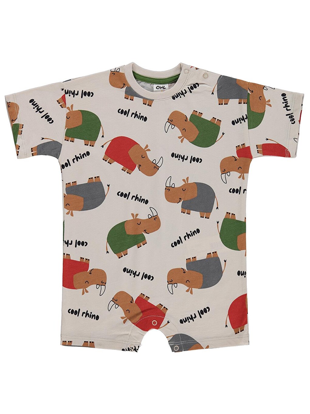 Baby Cool Rhino Baskılı 6-18 Ay Tulum - Bej