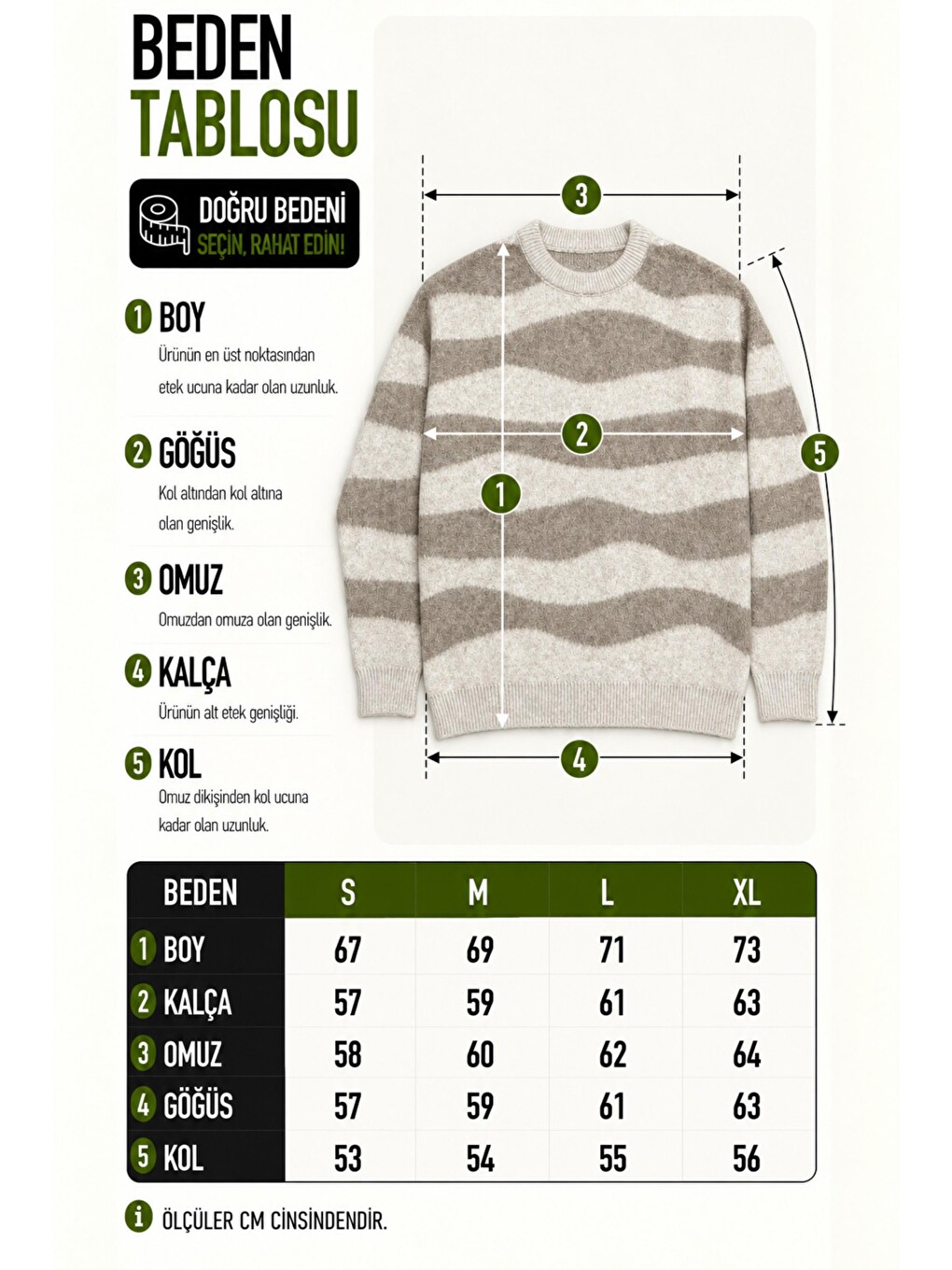 Bej Desenli Oversize Kışlık Kazak Dp 18396_10069-5