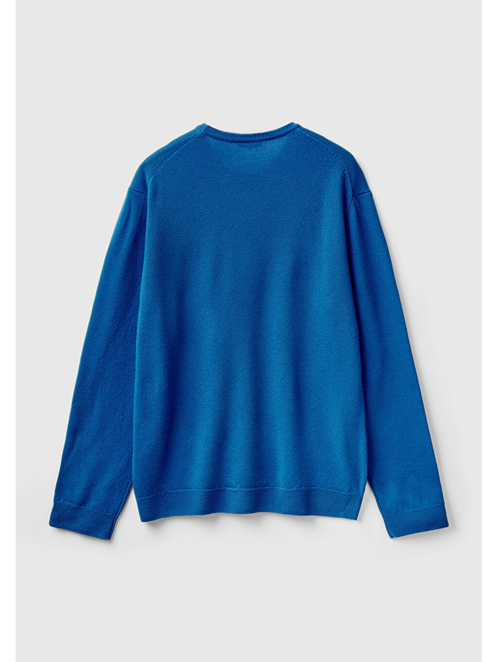 Erkek Mavi Bisiklet Yaka Merino Kazak-3