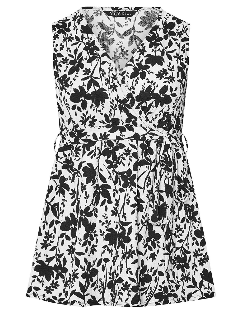 Ekru Büyük Beden V Yaka Sıfır Kol Önü Kuşaklı Desenli Bluz 322682-5