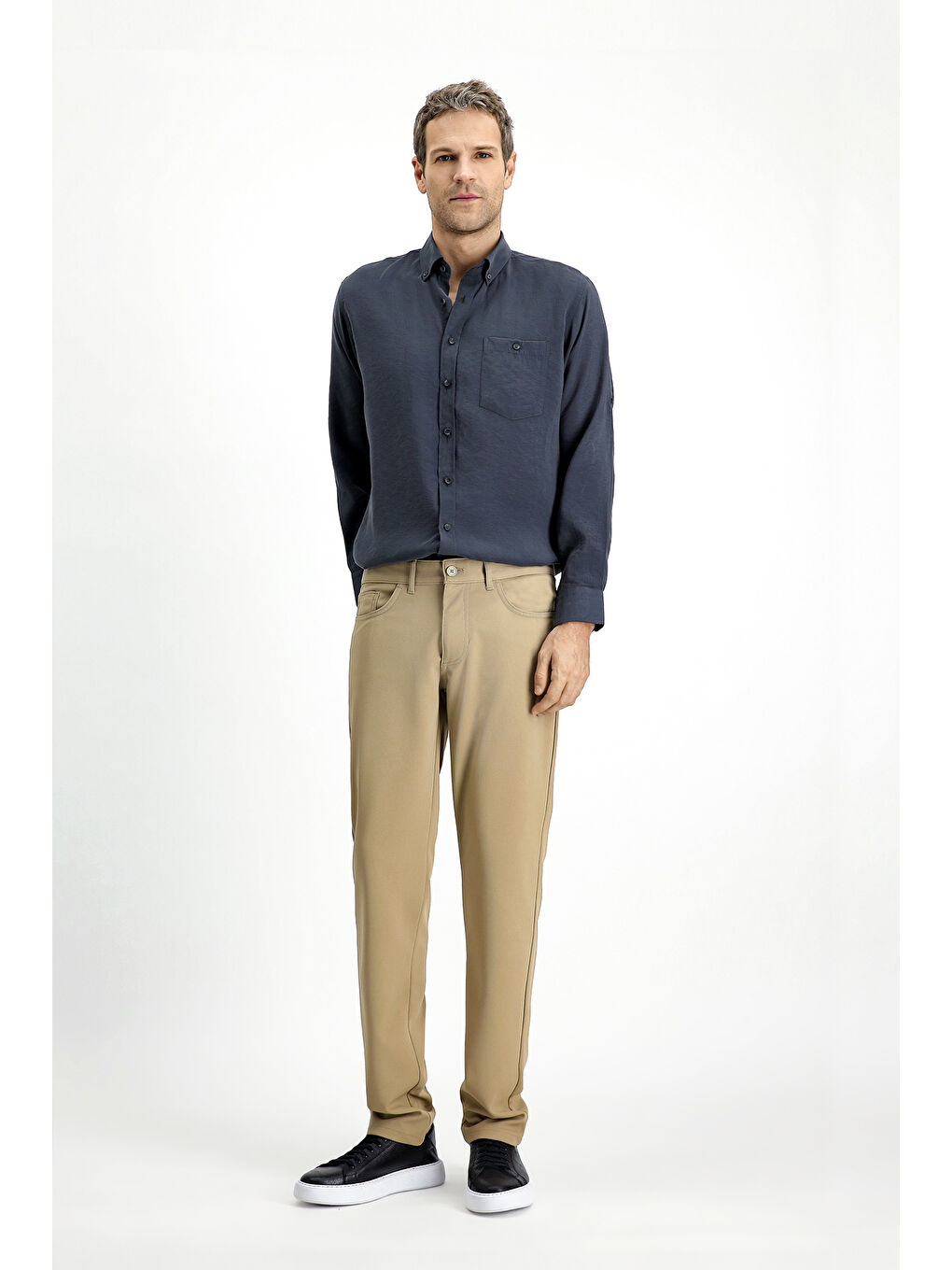Bej Regular Fit Kanvas / Chino Pantolon-2