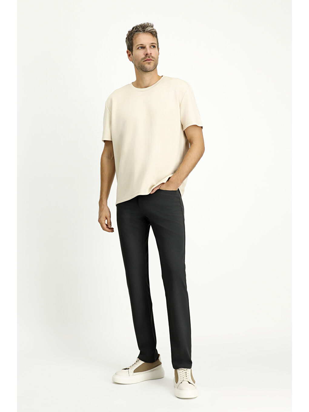 Antrasit Relaxed Fit Rahat Kesim Kanvas / Chino Pantolon