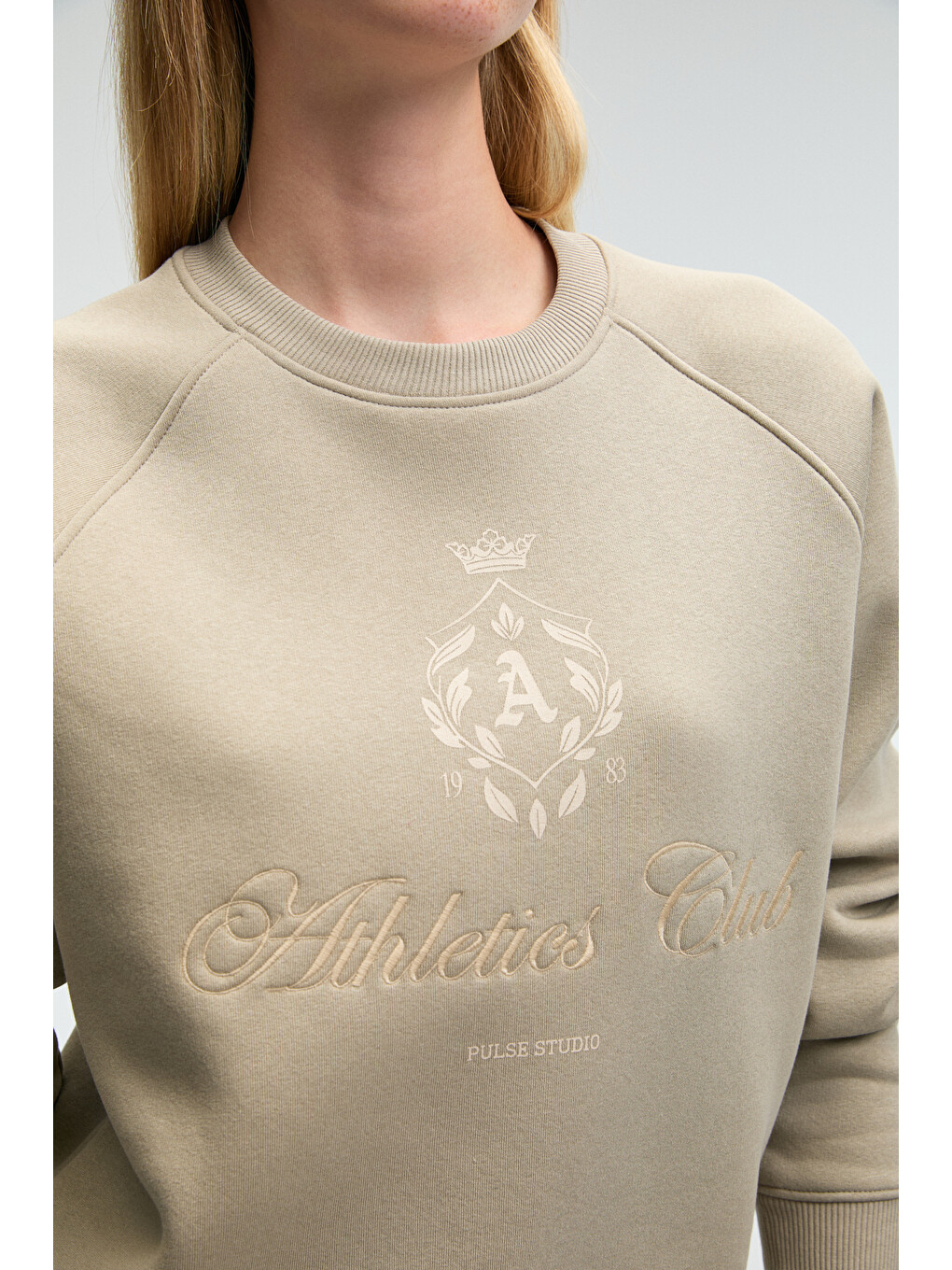 Bej Mırellan Kadın Baskılı Yuvarlak Yaka Regular Fit Taş Sweatshirt-4