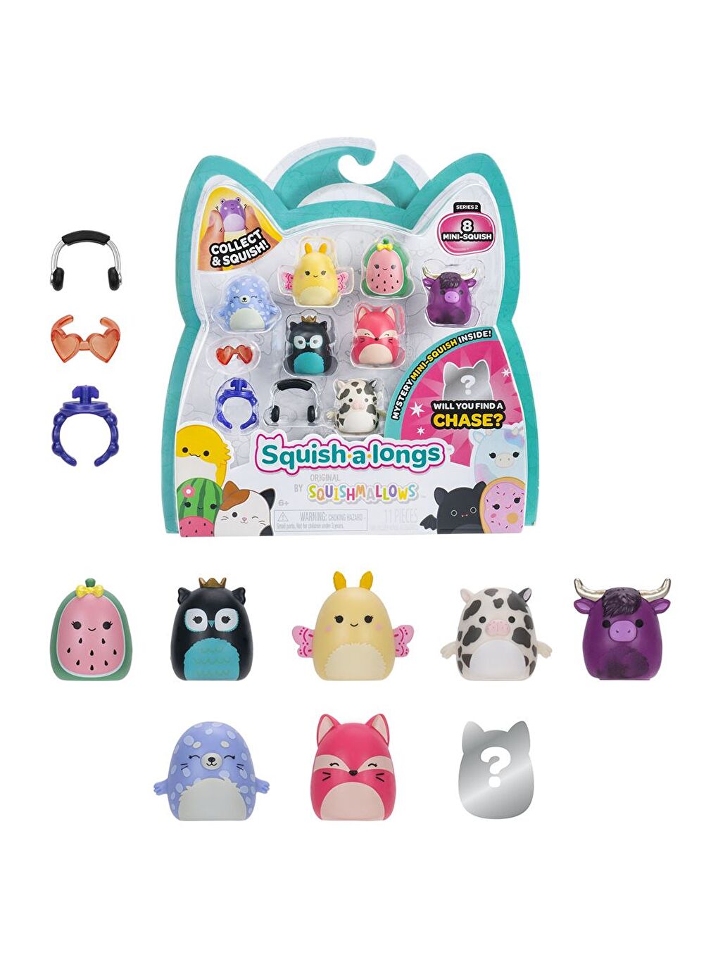 Squish-a-longs 8 Figür + Yüzük Set Seri 2 AL0084-1