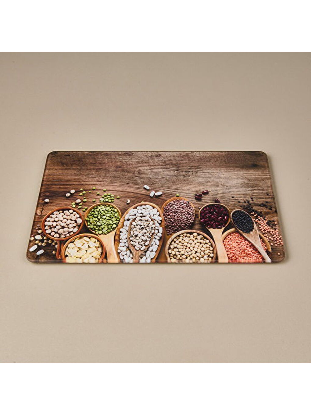 Karışık Sebze Desenli Cam Kesme Tahtası - Renkli - 20x30 cm