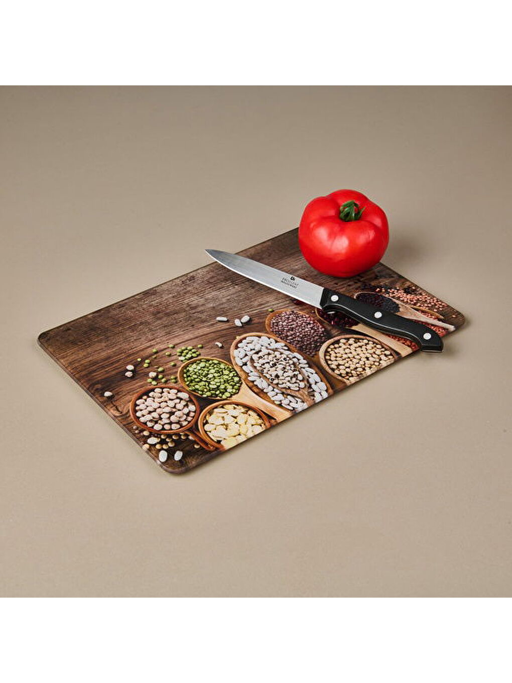 Karışık Sebze Desenli Cam Kesme Tahtası - Renkli - 20x30 cm-2