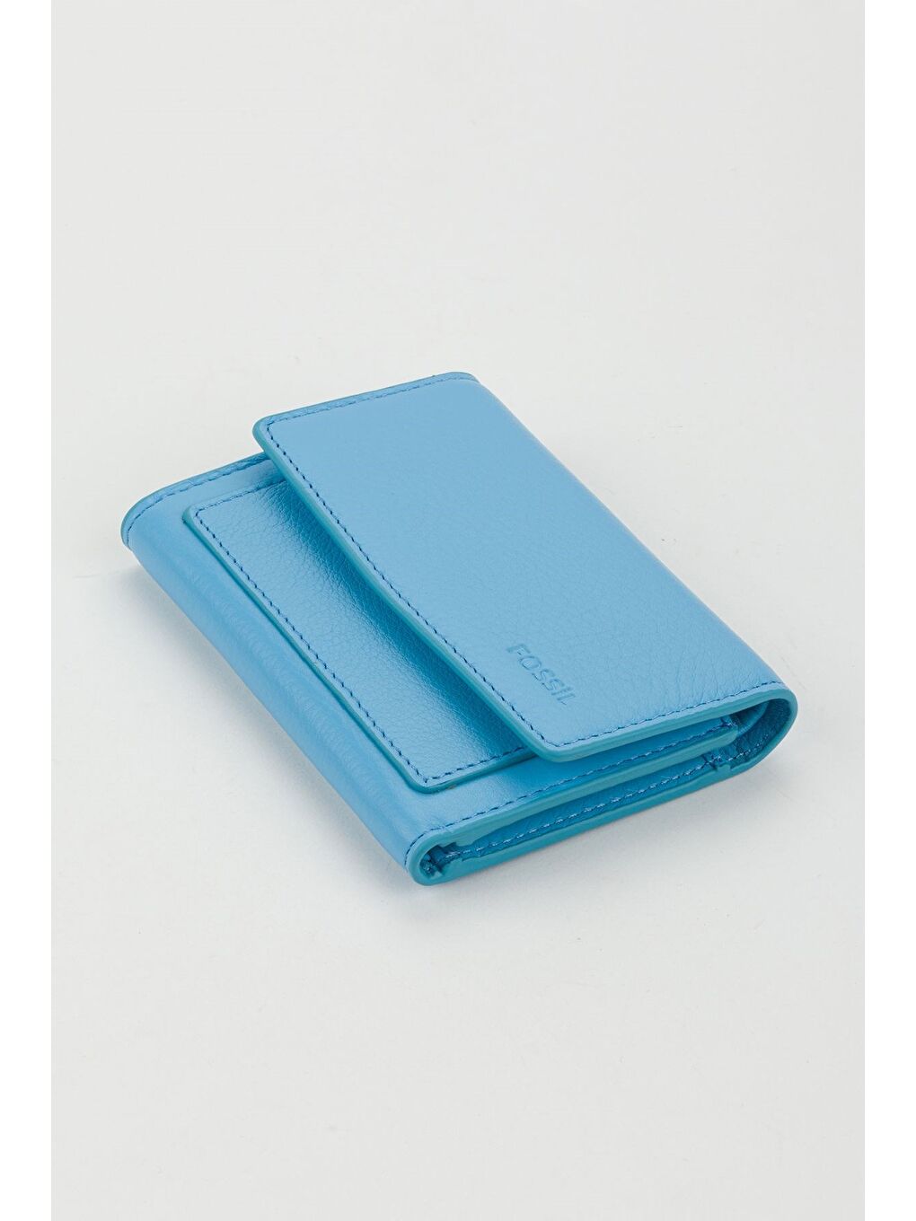 Kutulu Hakiki Deri Buz Mavi Orta Boy Kadın El Portföyü Kartlık Cüzdan-3