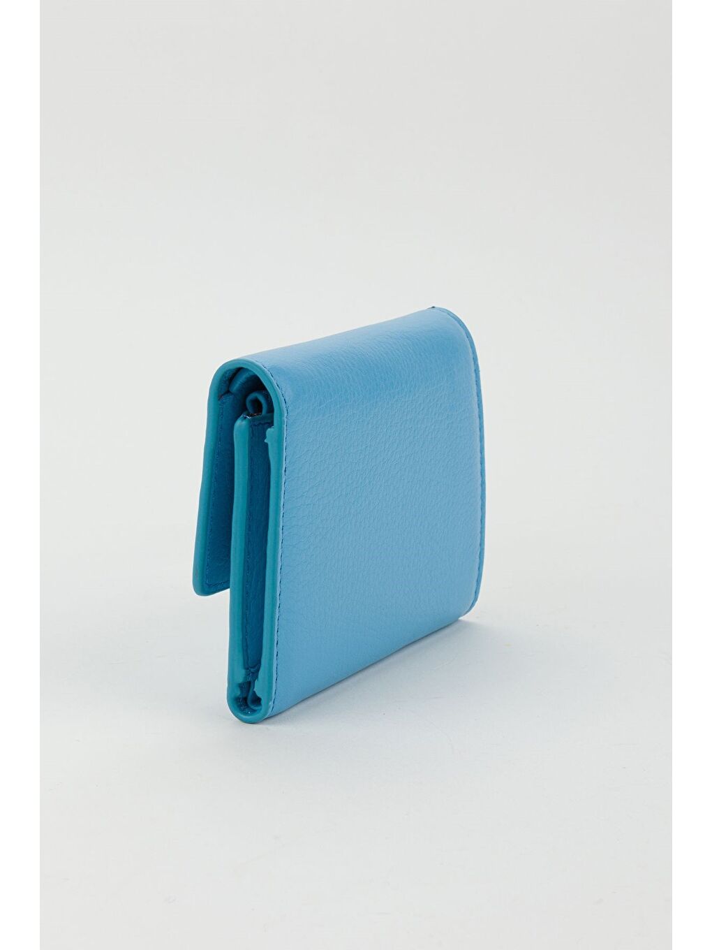 Kutulu Hakiki Deri Buz Mavi Orta Boy Kadın El Portföyü Kartlık Cüzdan-4